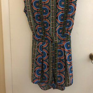 Boho Print Shorts Romper